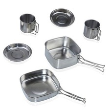 Edelstahl für Camping Kochgeschirr Set mit Tassen Teller Bratpfanne Hot Pot – Bild 12