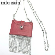 miu miu Women Wallet Chain Card Case Rhinestone D001 Limited Edition VHTF Design