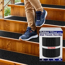 Outdoor Stair Treads Non Slip 30" x 6" 12-Pack Waterproof 80-Grit Grip St...