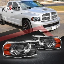 Black/Amber Corner OE Style Headlight Lamps for 02-05 Dodge Ram 1500 2500 3500