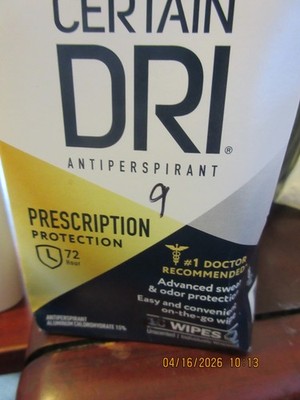 Certain Dri Antiperspirant Wipes -9 count