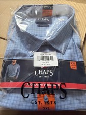 Chaps Men's Regular Fit Button Down Dress Shirt 18.5 x 34/35 Blue XXL / 2XL
