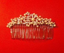 Elegant Flower Pearl  Cubic Zirconia Hair Comb Clip Prom Bridal Accessories NEW