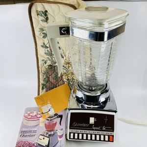 Vintage OSTERIZER White and Chrome Imperial 10 Speed  Blender Mixer 642 & Extras