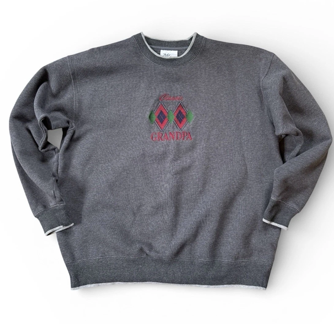 Vintage 90s MCcc Sport Crewneck “Classic Grandpa” Argyle Embroidery Sweatshirt