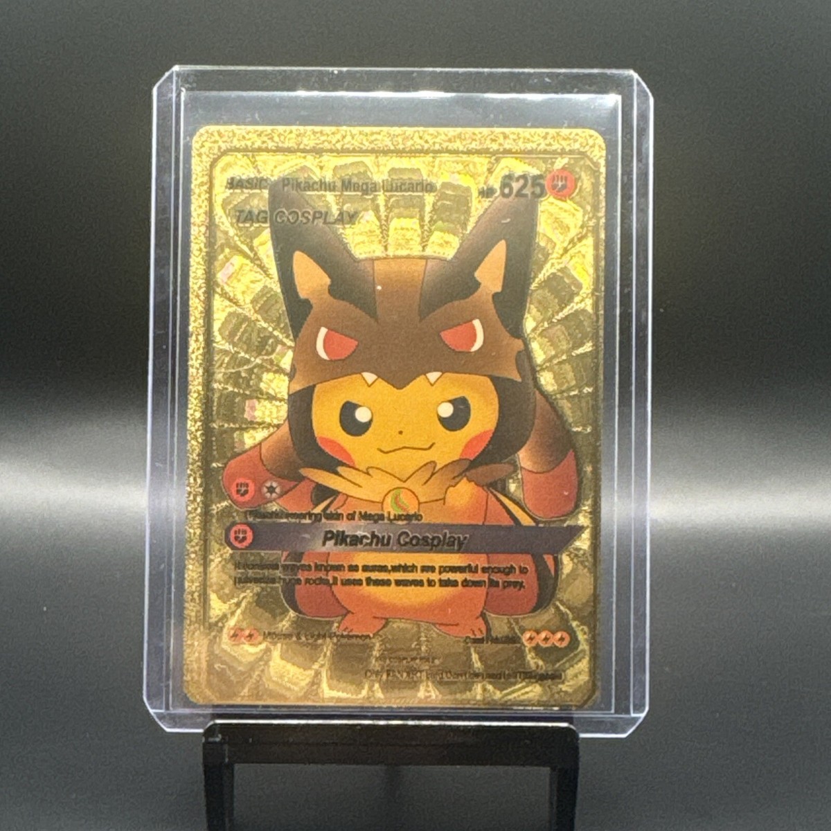 Gold Foil Custom Display Fan Art Pikachu Mega Lucario Ex Cosplay