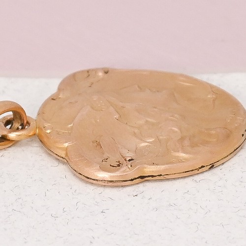 Antique French Yellow Gold Plated Goddess Athena Signed Becker Pendant - Picture 5 of 6