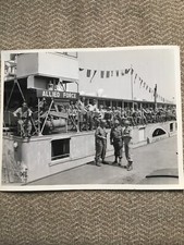 Original 1945 World War 2 WW2 Press Photo US Soldiers At Ease On Boat In Germany