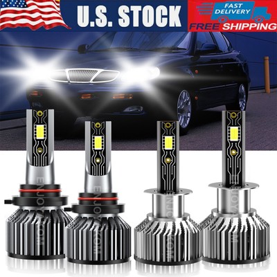 9005 H1 LED Headlight Bulb Combo High Low Beam Lamp 4Pcs For Daewoo Leganza 2002