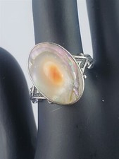 Vintage Sterling Silver 17mm Abalone Ring Size 8 - 3.3 Grams