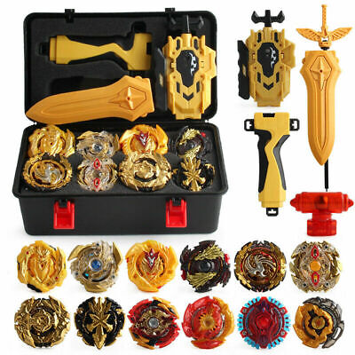 8PCS Beyblade Gold Burst Set Spinning W/ Grip Launcher+Portable Box Kid Toy Gift 