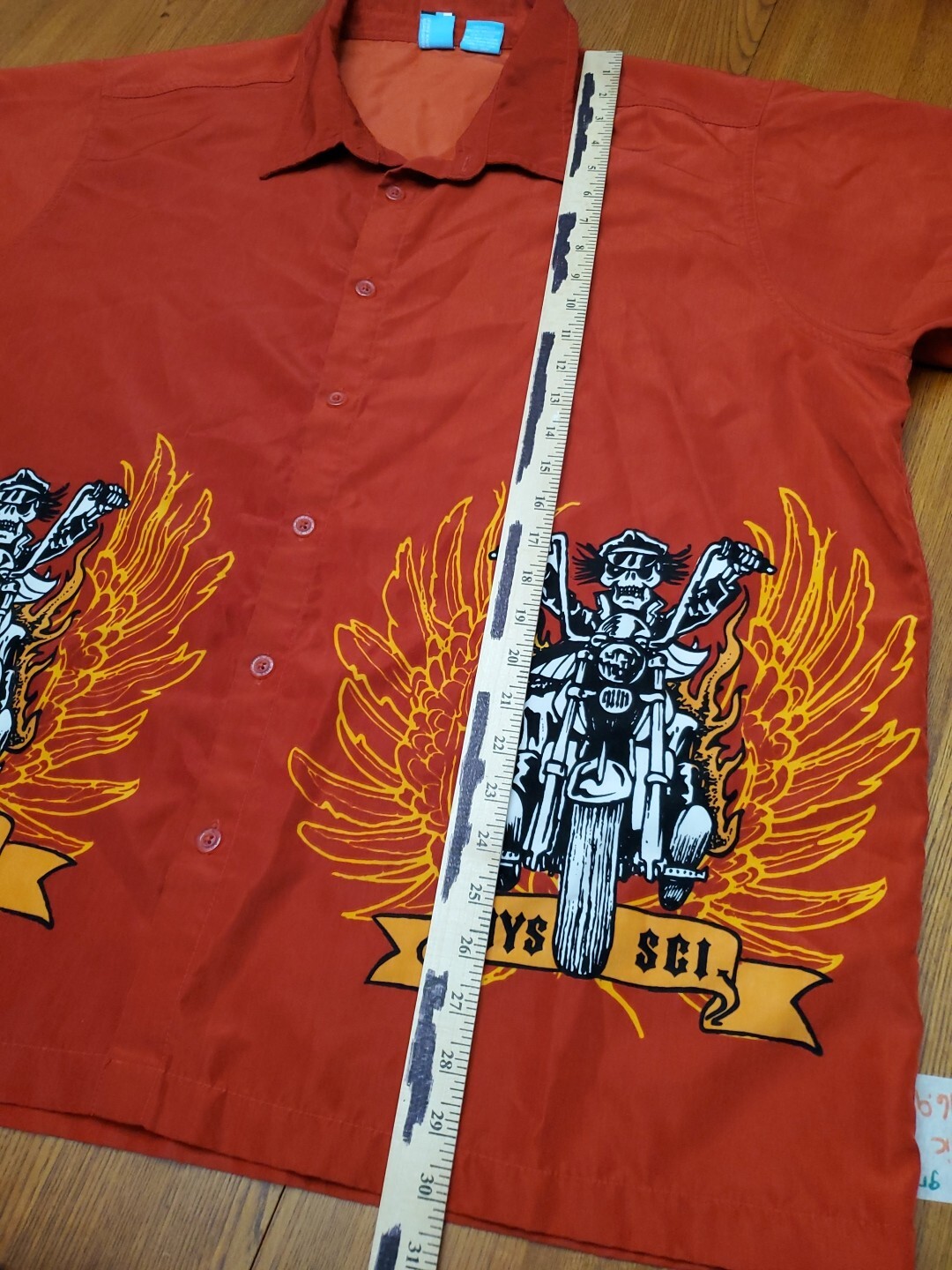 Phys Sci Button Up Skeleton Biker Graphic Shirt S… - image 8