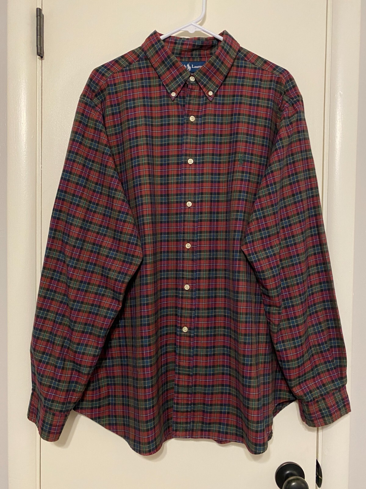 Polo Ralph Lauren da uomo classica rossa verde a quadretti: 2XL XXL pony