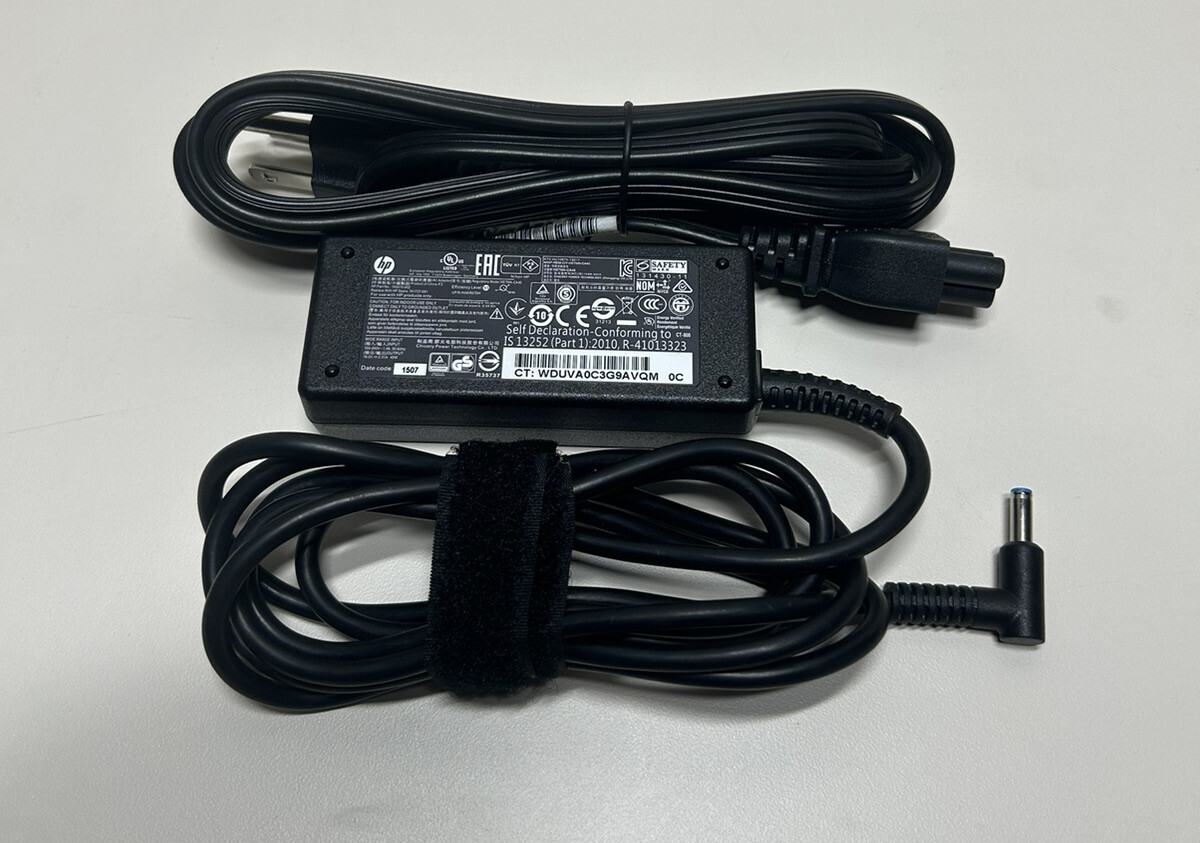 LOT of 10 Genuine HP 45W BLUE TIP AC Adapter Charger 19.5V  w/ Power Cord Tested