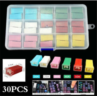 New 30Pcs Fuse Assortment Kit Car Mixed Blade with Box 20A 25A 30A 40A 50A 60A