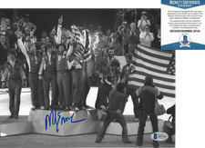 MIKE ERUZIONE TEAM USA MIRACLE 1980 GOLD SIGNED 8x10 PHOTO H BECKETT COA BAS