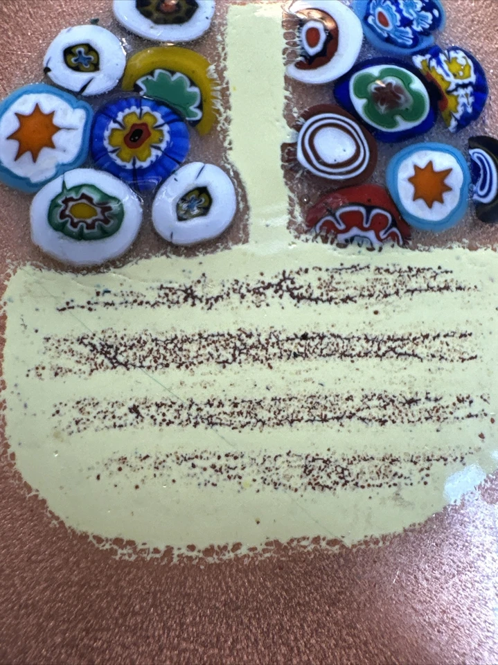 Colgante de cristal millefiori de cobre esmalte de Murano cesta de flores impresionismo Foto 4 de 4