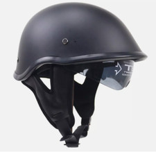 Flat Black Motorcycle Half Open Face Helmet With Sun Visor DOT Approved