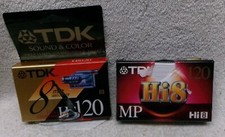 TWO 2 - Unopened - TDK - PRECISION CAMCORDER TAPES - 120 mins - 8HS Hi8