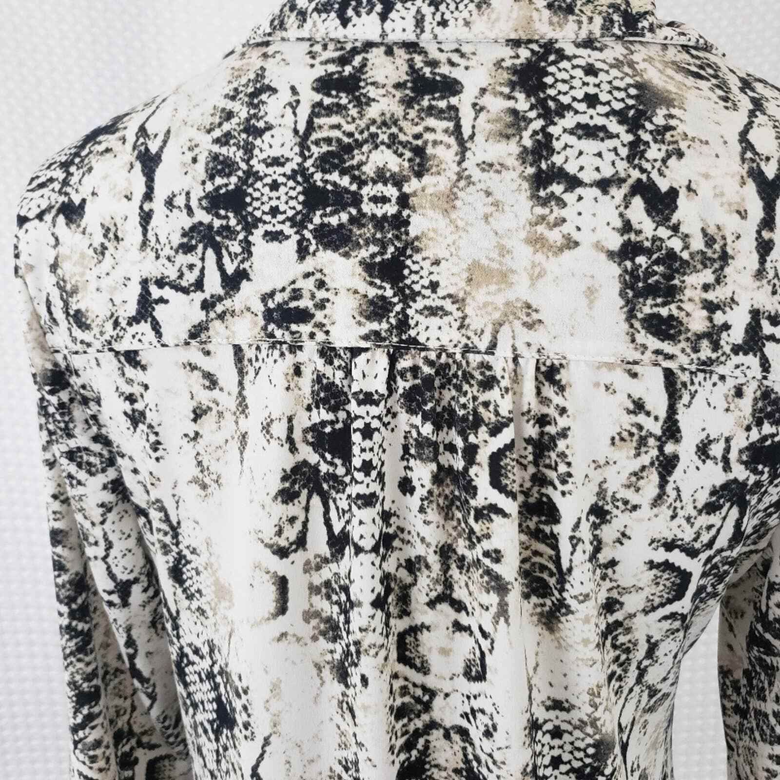 212 Collection White Black Python Print Blouse Sm - image 12