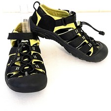 Keen Newport H2 Hiking Sandal Shoe Closed Toe Unisex Youth Sz 4 Black Lime Green