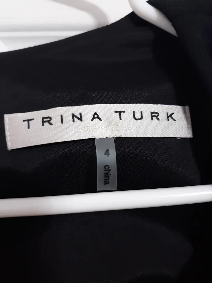 Vestido Vaina Trina Turk Negro Gianna Manga Globo, Talla 4, LBD Bodycon Elastizado Foto 3 de 4