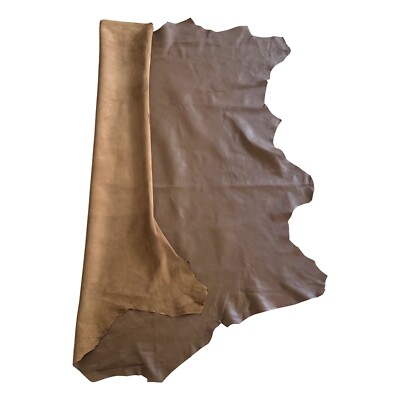 Cognac Brown Genuine Leather Hides Thin Upholstery Fabric Smooth Craft Material