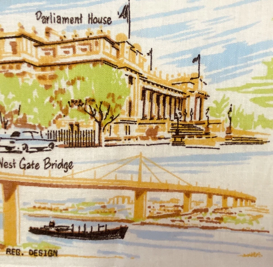 Melbourne Australia Hankie Handkerchief Tourist souvenir VTG Design Heil 15 - Image 4 of 4
