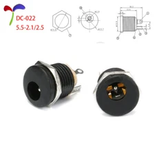DC-022 Panel Mount Barrel Jack Plug Socket DC 30V Power Connectors 5.5-2.1/2.5MM