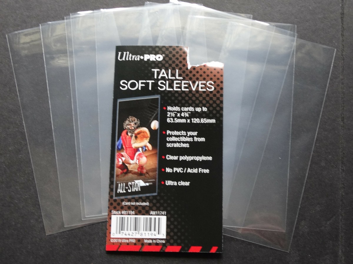 10 Loose Sleeves Ultra Pro Tall Card Sleeves 2 1/2" x 4 3/4" Tall Trading  Cards