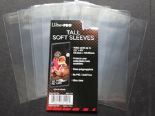 10 Loose Sleeves Ultra Pro Tall Card Sleeves 2 1/2" x 4 3/4" Tall Trading Cards