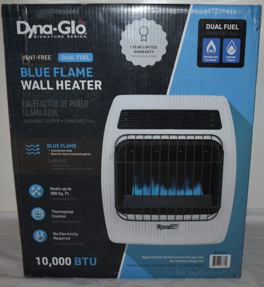 Dyna-Glo Signature Series Blue Flame Dual Fuel Vent Free Wall Heater 10,000  BTU | eBay