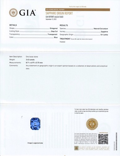 SAPPHIRE 3.43ct!! NATURAL BLUE COLOUR - SRI LANKAN ORIGIN + CERTIFICATE INCLUDED - Picture 2 of 3