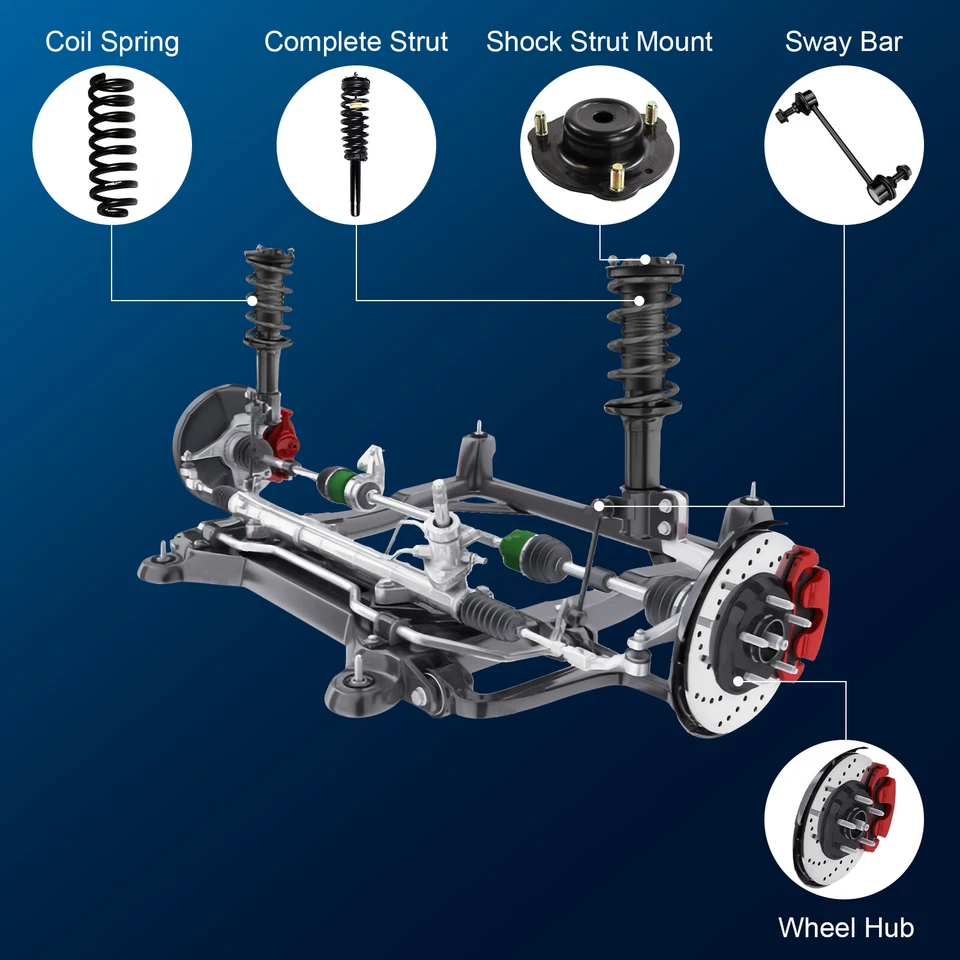 Front and Rear Struts Shock Absorbers Sway Bars For 2010 2011 2012 Ford FUSION - Image 2 of 4