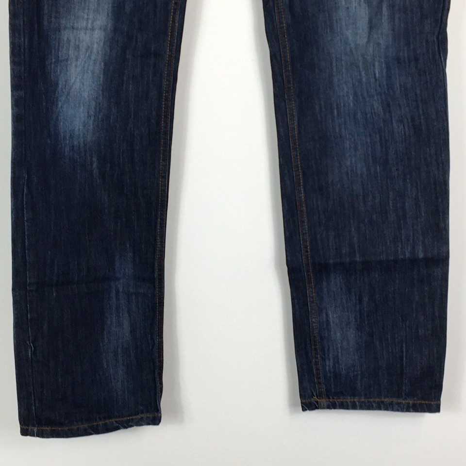 FABRIC Mens Blue Fade Design Straight Leg JEANS SIZE 34 L, W34 L33