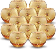 SLJ Fisher Gold Votive Round Candle Holders, 12 Pack