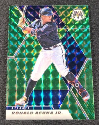 Ronald Acuna Jr 2021 Panini Mosaic GREEN PRIZM Card #109 Atlanta