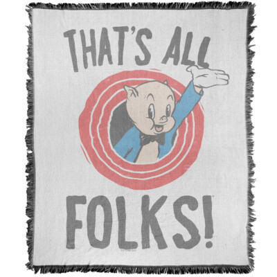 Looney Tunes Blanket, 50''x60'' The That's All Folks Woven Cotton Blend Throw