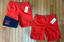 New U.S. Polo Assn. Boys Swim Shorts Trunks Lot Of 2 Pockets Sz 18 - 2XL U3