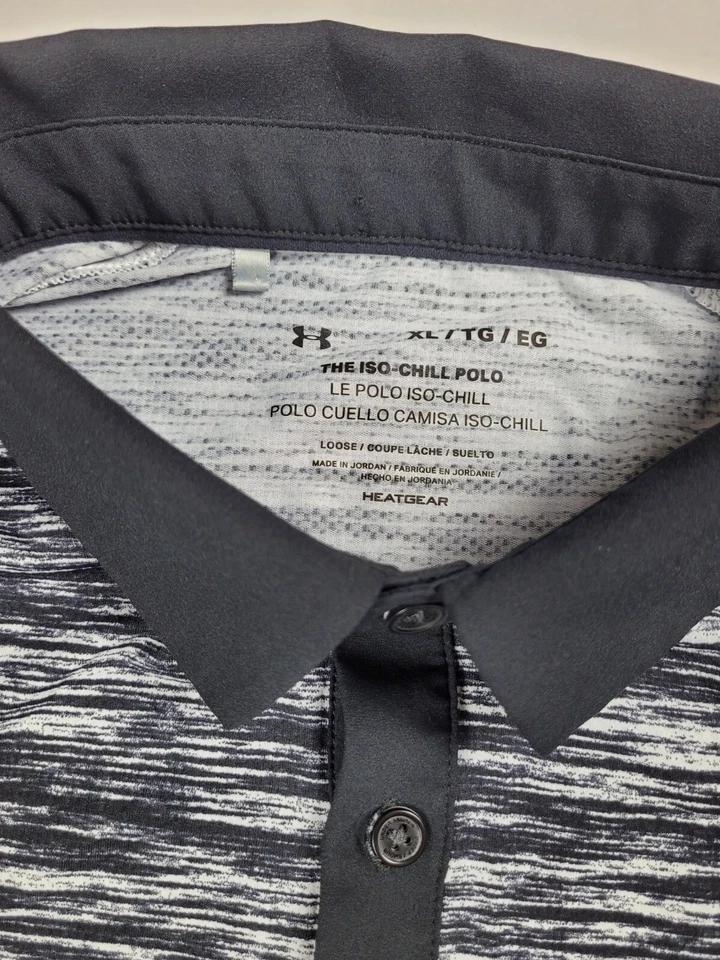 Polo de club de golf Under Armour Talking Stick negro cebra para hombre XL manga corta  Foto 4 de 4
