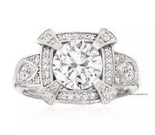 2.85CT Round Brilliant Cut Cubic Zirconia Vintage Style Engagement Wedding Ring