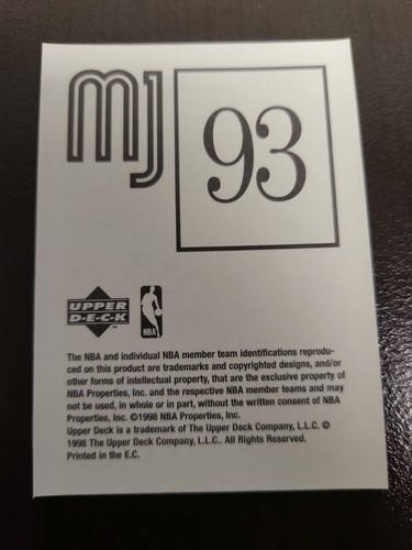 1998 Upper Deck Michael Jordan MJ Mini Sticker Collection Card #93 - Picture 2 of 2