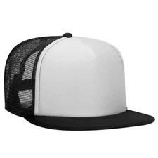 NEW WHITE BLACK OTTO HAT 5 PANEL MESH TRUCKER SNAPBACK CROWN FLAT SKATE 1321037