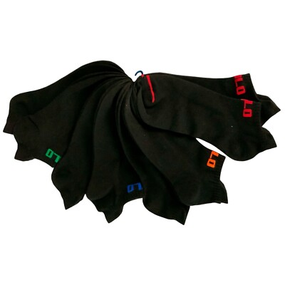 #ad #ad NWT 8 PAIRS PACK POLO RALPH LAUREN MSRP $30.99 MEN BLACK NO SHOW SOCKS SIZE 6 12 $20.39