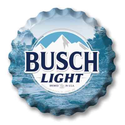 Busch Light Beer Bottle Cap Tin Metal Sign Man Cave Garage Bar Decor 18'' Dia.