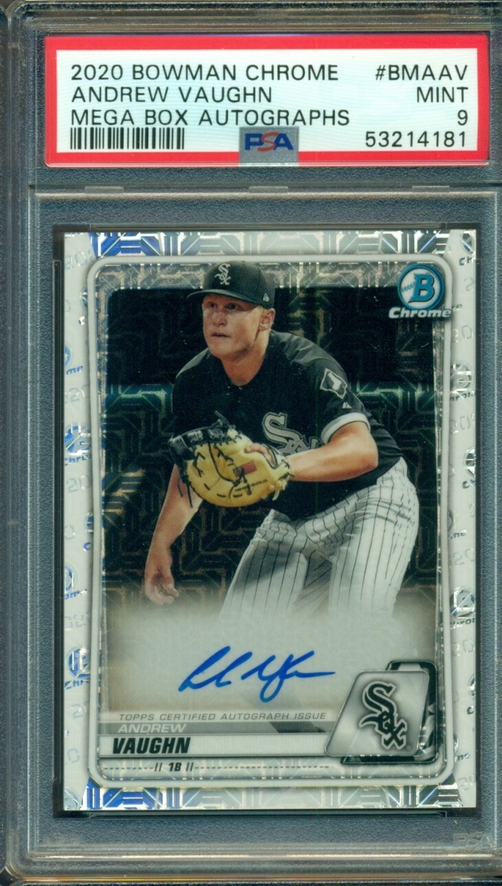 2020 BOWMAN CHROME PROSPECTS MEGA BOX AUTO ANDREW VAUGHN #BMA-AV PSA 9