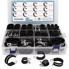 PEROMI 140pcs 304 Stainless Steel Cable Clamps Assortment Kit, Rubber Cushion...