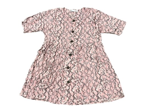 ZARA GIRL'S SHIRT DRESS PINK PRINTED BUTTON FRONT SHORT SLEEVE 2492/600 SZ 9 - Picture 6 of 8