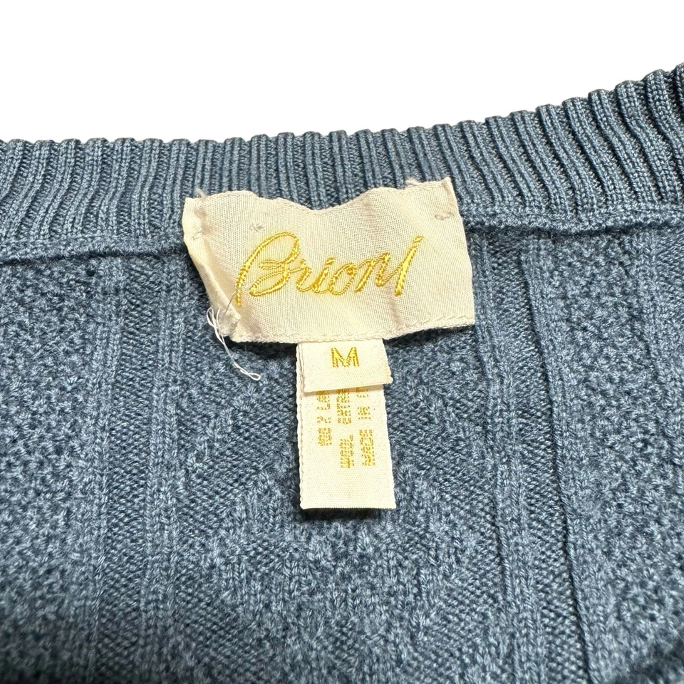 BRIONI Mens Sweater Blue M 100% Wool Textured Crew Neck Geometric - Image 2 of 4