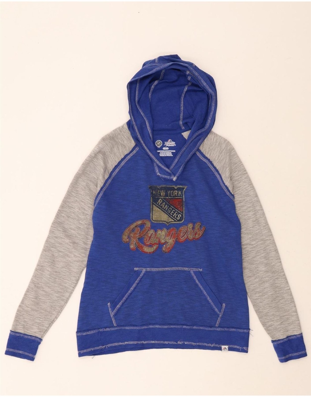 MAJESTIC Mujer NHL Sudadera con Capucha Grande Jersey Reino Unido 10 Pequeño Azul Bloque de Color CV07